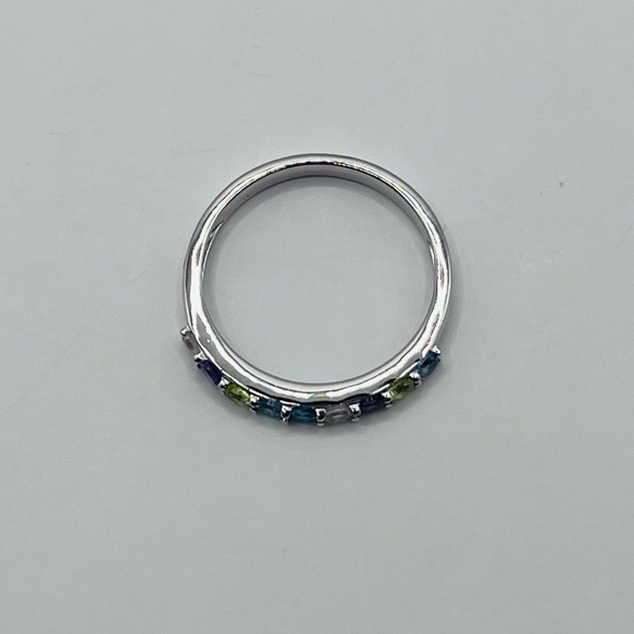 Genuine Multi-Gemstones Sterling Silver Ring - Picture 5 of 7